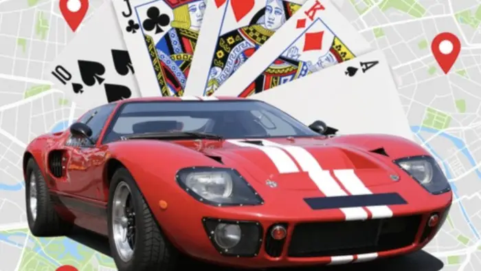 car with cards